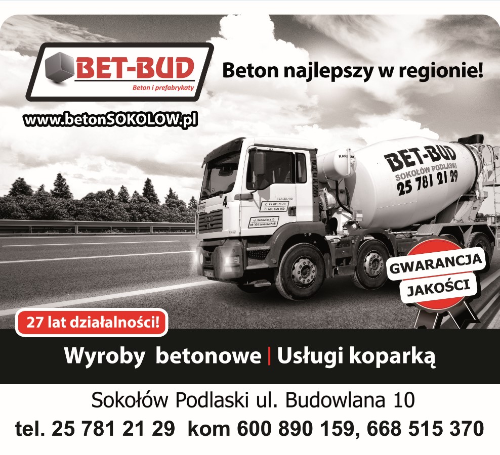 BET-BUD – Beton i prefabrykaty - beton towarowy SOKOŁÓW PODLASKI beton towarowy SOKOŁÓW PODLASKI